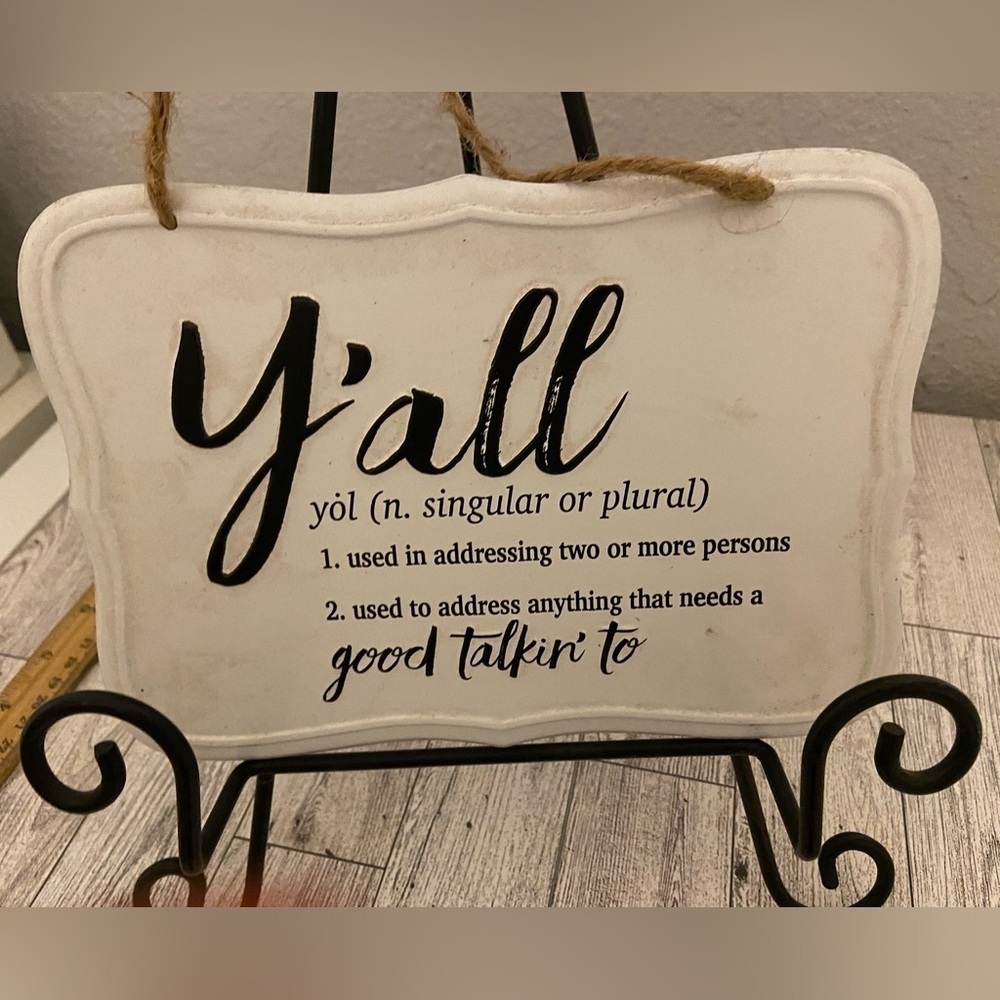 Y'all Embossed Enameled Metal Sign